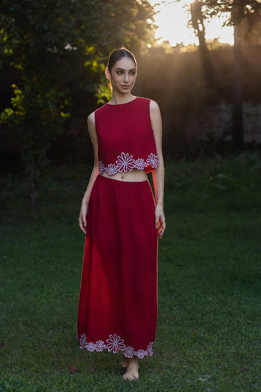 Blushing Sky Linen Skirt